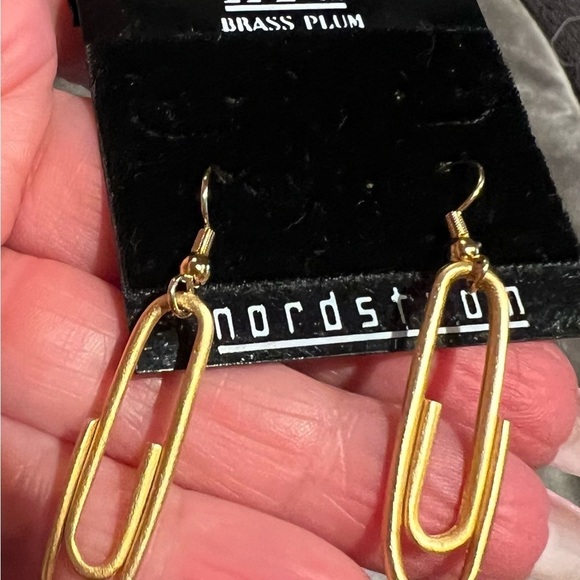 ETC Brass Plum by Nordstrom brass paper clip earrings. - Picture 3 of 4